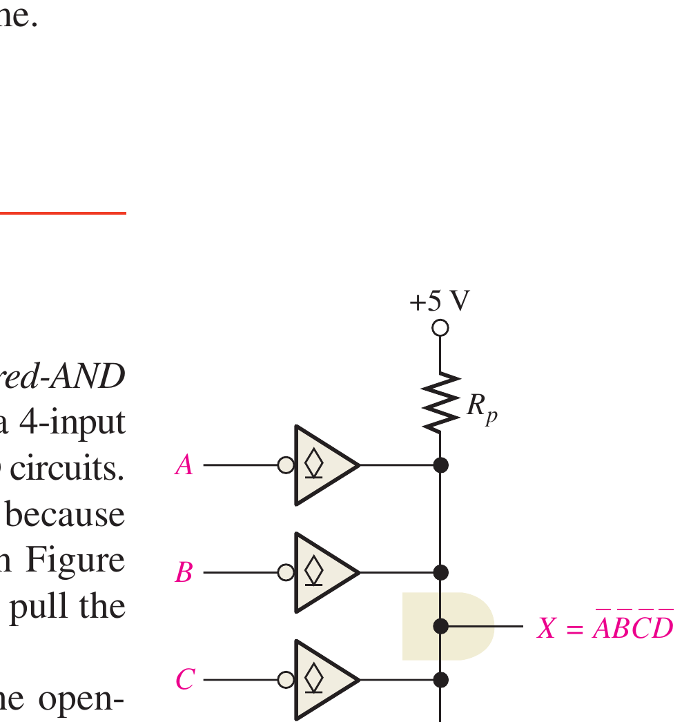 Textbook wired-AND connection of open-collector TTL outputs with one external pull-up