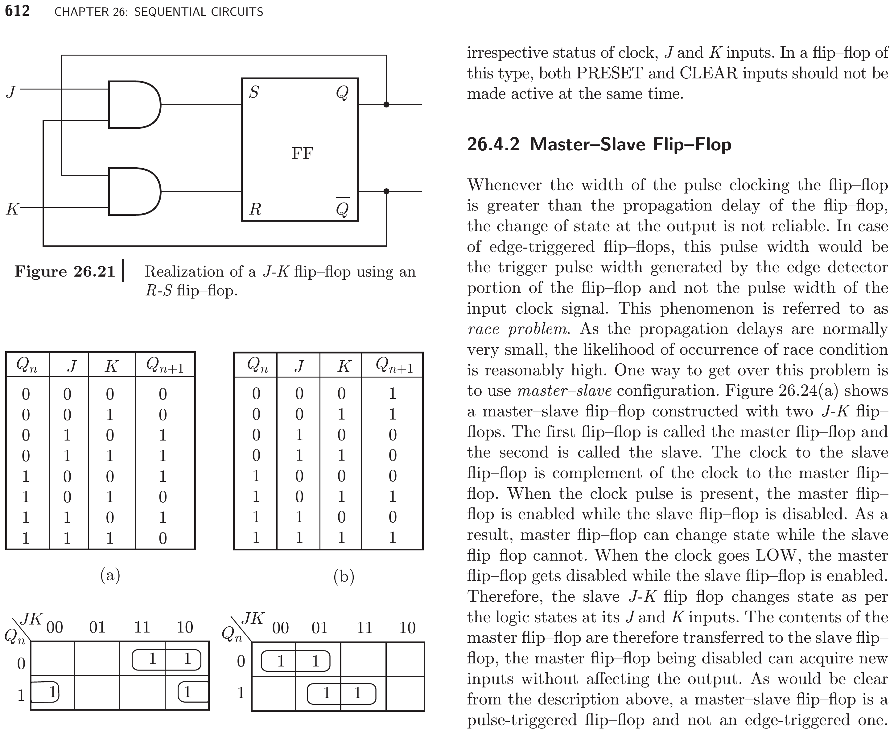 Textbook JK flip-flop realization using an SR flip-flop